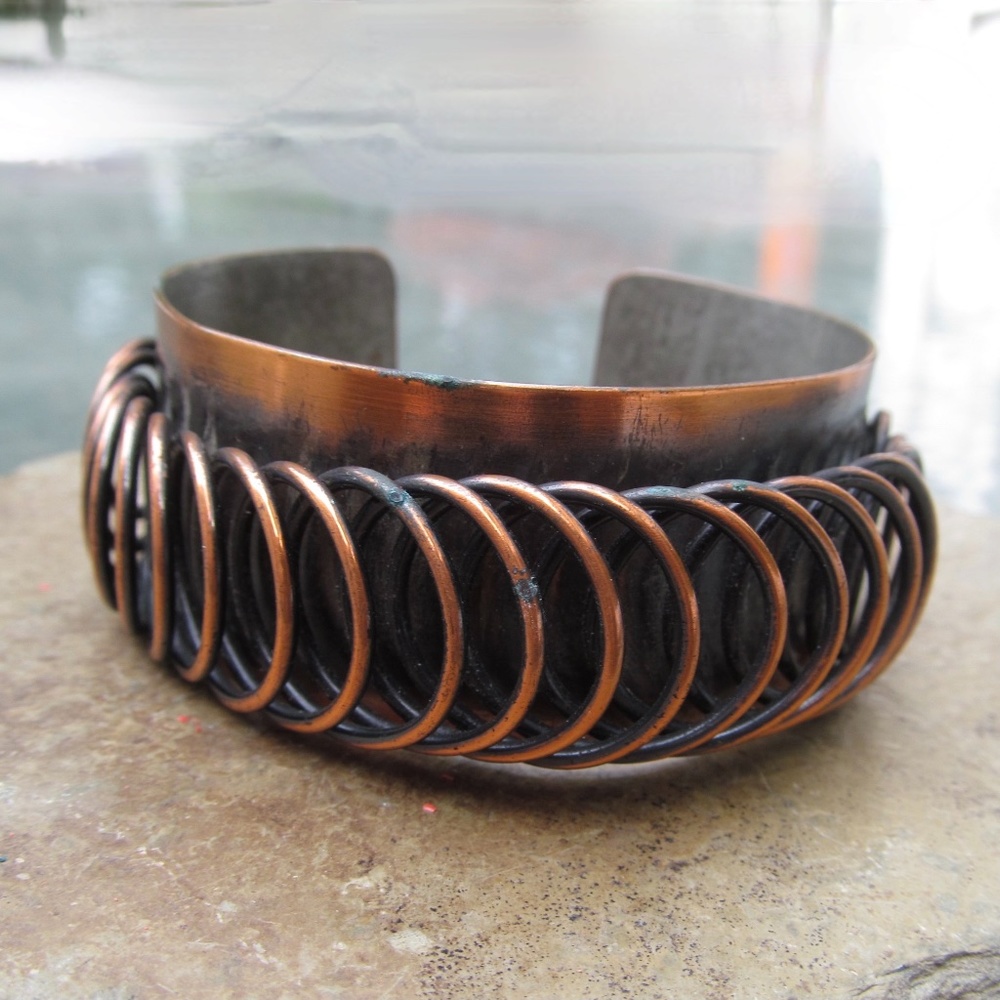 Vintage Pedro Pujol Copper Modernist Coiled Cuff bracelet